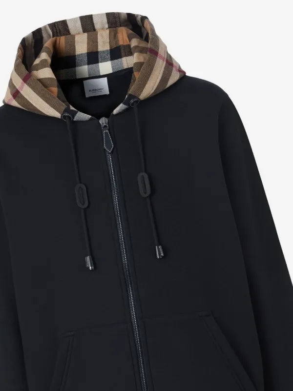 Burberry Check-Lined Hooded Zip Jacket