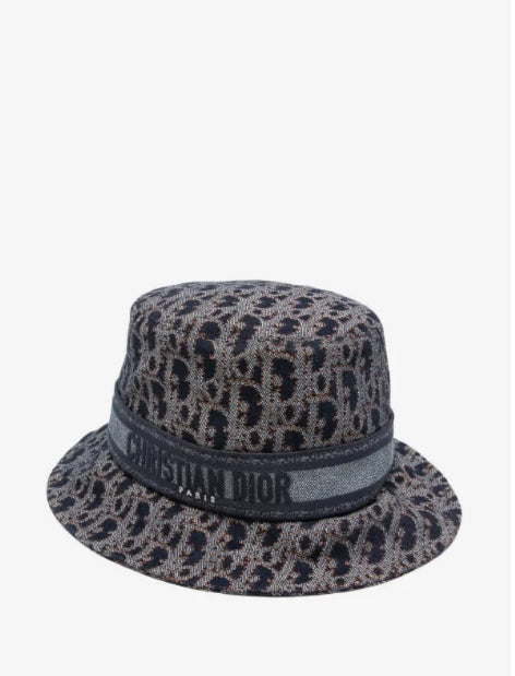 ChristianDior Oblique Bucket Hat - Navy/Beige