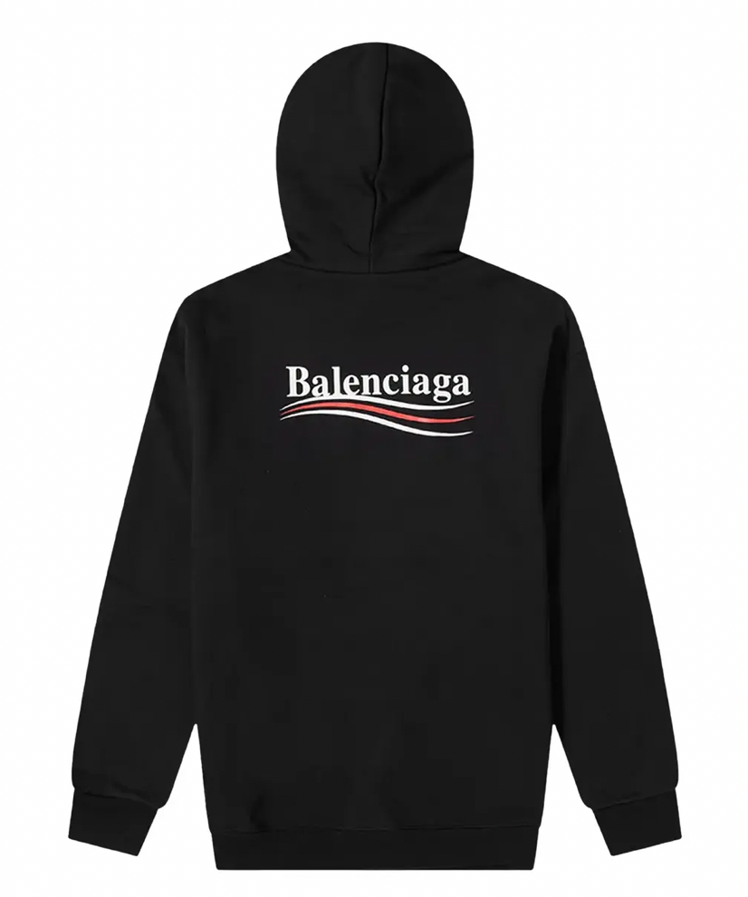 Balenciaga "Political Campaign" Pullover Hoodie - Black