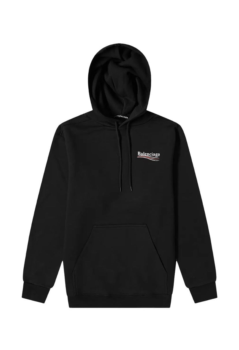 Balenciaga "Political Campaign" Pullover Hoodie - Black
