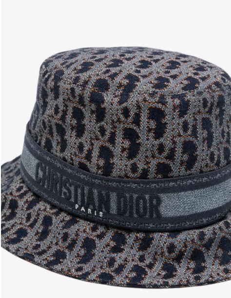 ChristianDior Oblique Bucket Hat - Navy/Beige