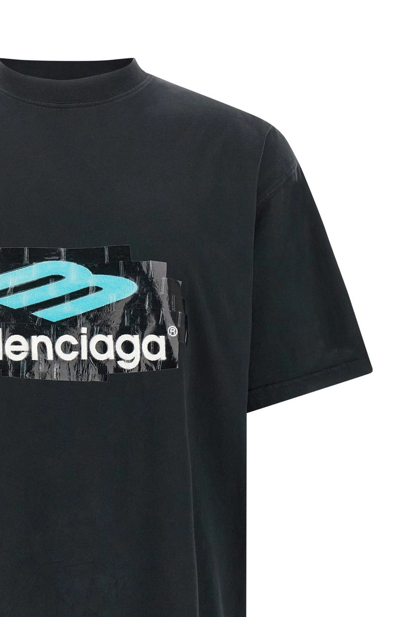 Balenciaga Tape Logo T-Shirt - Beige
