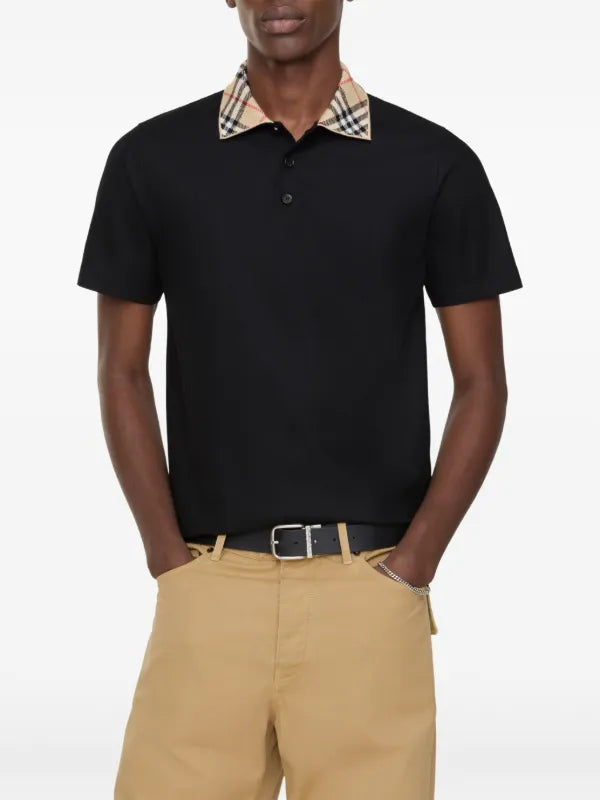 Burberry Check-Collar Polo Shirt
