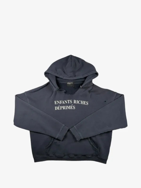 Enfants Riches Déprimés hooded sweatshirt in a distressed, sun-faded charcoa