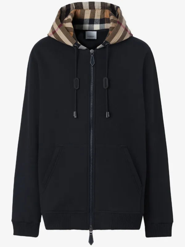 Burberry Check-Lined Hooded Zip Jacket